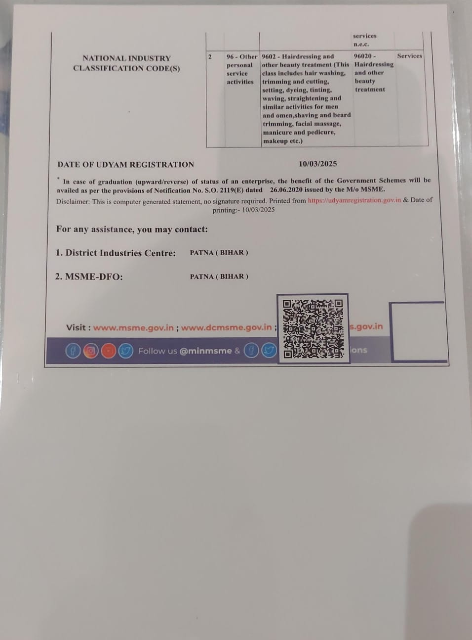 Udyam Enterprise Details - Page 2